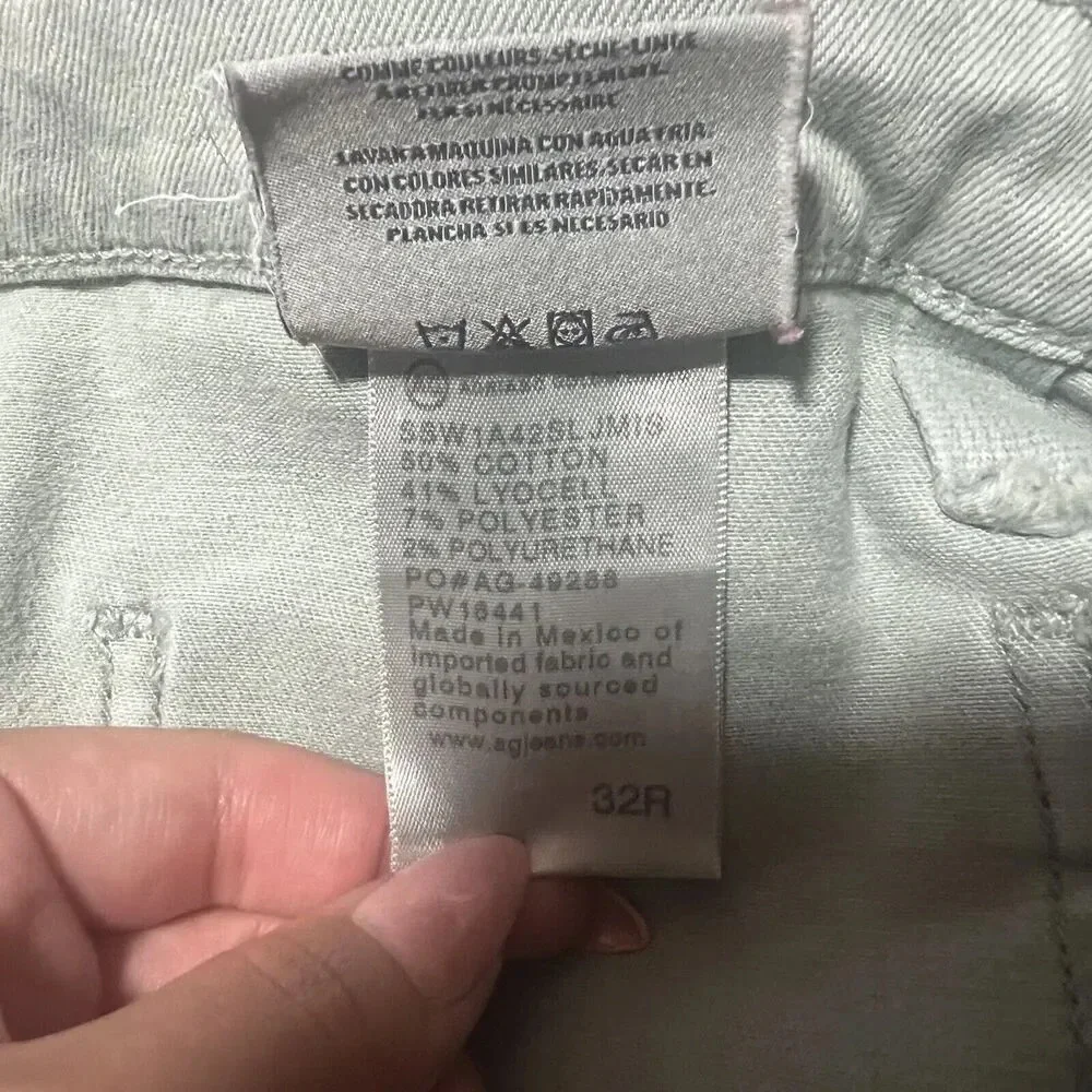 Anthropologie AG Vintage Stevie Ankle Button Up Slim Straight Jeans Green 32R - Picture 8 of 9